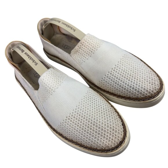 UGG Sammy Knit Slip-On Sneakers Womens Size 7 White Leather Flats - Picture 10 of 11